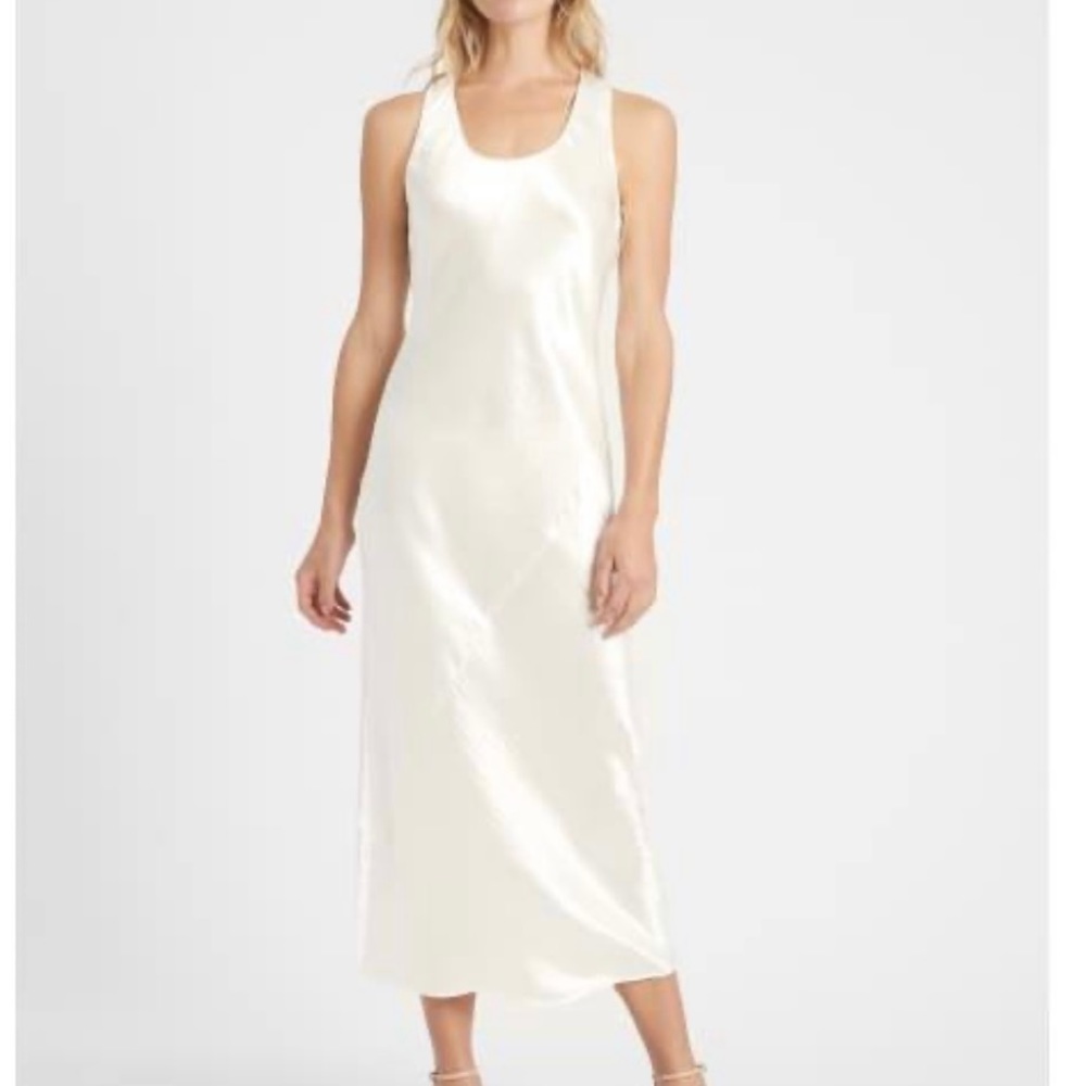 Banana Republic Vanilla Cream (Ivory) Bias Cut Satin Slip Dress - Small